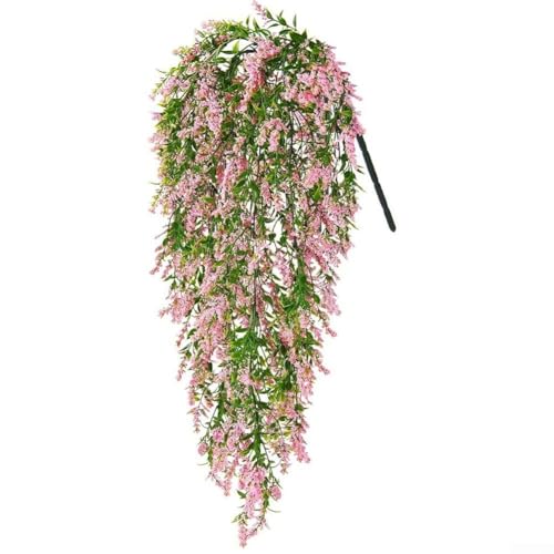 Hasaller Künstliche Hängeblumen, 70 cm, künstliche Hängerosen, Kunstpflanze, Seide, Efeublatt, Wandblumen, Heimdekoration, Hotel, Rosa von Hasaller