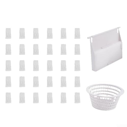 Hasaller Pool Skimmer Socken Pool Skimmer Türabdeckung und Korb Set Schwimmbäder Skimmer Ersatz Schmutzfänger Filtersystem mit Türabdeckung Korb und 30 Filtersocken von Hasaller