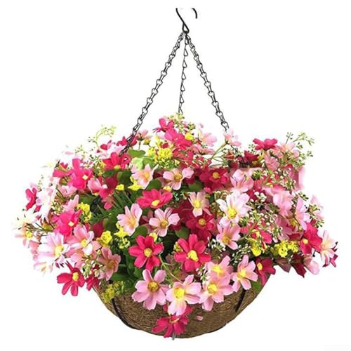 Hasaller Rattan Hanging Baskets Artificial Hanging Flower Basket Round Han-ging Plan-ter Indoor Outdoor Han-ging Planters Basket Natural Woven Plant Container Decorative Planters(F) von Hasaller