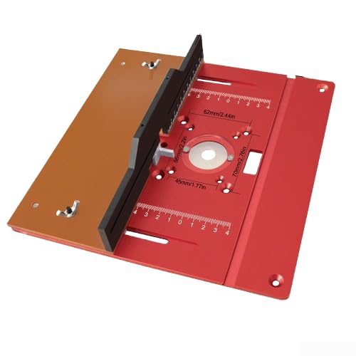 Hasaller Router Table Insert Plates Aluminum Alloy Wood Milling Flip Board Table Saw Flip Board Woodworking Tables Saw Trimmer Engraving Machine for RT0700c Trimmer (Red Plate 2 Pieces) von Hasaller