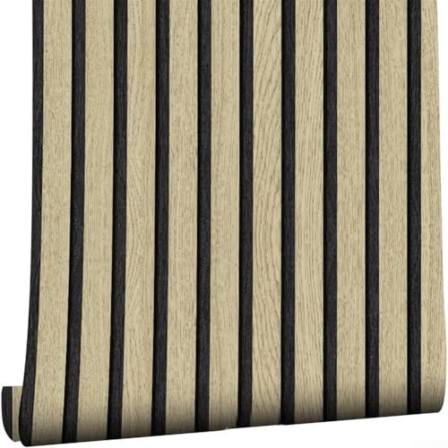 Hasaller Selbstklebender Wandaufkleber 2 Stück, 3D-Effekt, Eiche, Braun, Holzlamellen, Vintage-Holzoptik, strukturierte Wandpapierrolle, Wohnzimmer, Wandpapier für Schlafzimmer, Flur, Treppen, von Hasaller