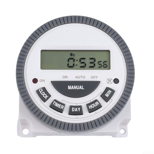 Hasaller Timer-Schalter, 12 V DC-Eingang, 16 Ein-/Aus-Digital-LCD-Leistung, wöchentlich programmierbarer Timer-Relaisschalter, TM619 Timer-Controller mit wasserdichter Abdeckung für Geräte (220 V) von Hasaller