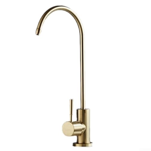 Hasaller Trinkwasserfilter, Küchenarmatur, Edelstahl, moderner Einhebel-Wasserfilter, Wasserhahn, für 360° drehbar, Umkehrosmosehahn, Edelstahl-Wasserhahn für gefiltertes Wasser in der Küche (Gold) von Hasaller