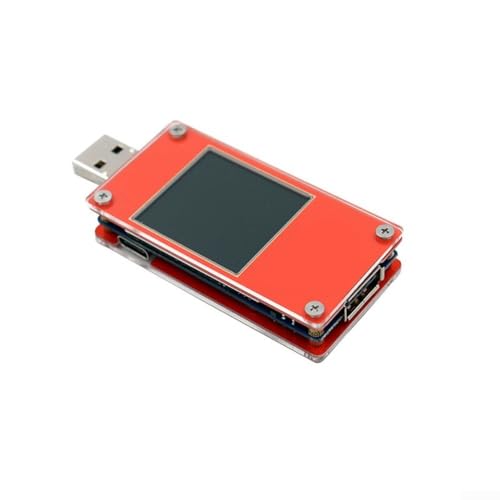 Hasaller USB Power Meter Tester für Spannungsstrommessung MFi Zertifizierung Testen 1,44 Zoll LCD Display Schwerkraft Rotation Dual Type-C Design Daten Export Funktion Rot von Hasaller