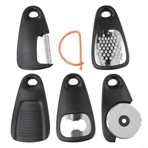 Küchenhelfer-Set, 5-teilig, Obst-/Gemüseschäler, Käse/Schokoladenreibe (schwarz) von Hasaller