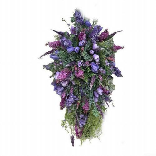 Künstlicher Hortensien-Blumenkranz – 60 cm, violett, Dekoration für Zuhause, Tür, Dekoration für Hochzeit und Party von Hasaller