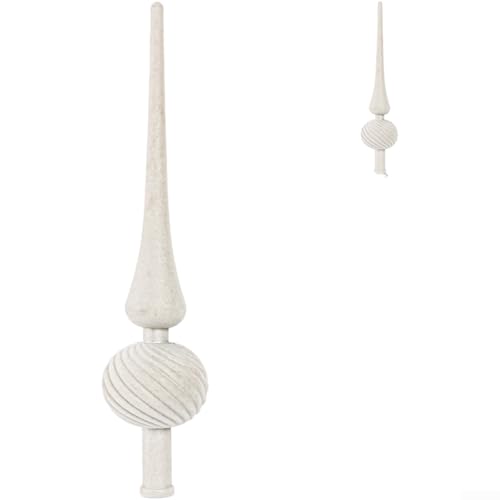 Kunststoff beflockter Kürbis-Weihnachtsbaum-Stern Ornament mit Plüsch-Samt-Textur und stabiler Basis für zuverlässige Baumplatzierung in Urlaubsdekoration (weiß) von Hasaller