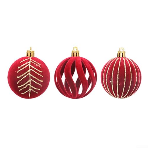 Lively 6-teiliges Urlaubs-Ornament-Set, atemberaubende beflockte bemalte Kugeln, um Ihre Jahreszeit aufzuhellen (rot) von Hasaller
