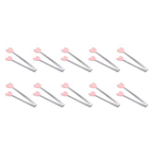 Mini-Lebensmittelzangen-Set, 10-teilig, Edelstahl mit Silikonspitzen, herzförmiges Design zum Kochen, Servieren, Grillen, Rosa Mini-Lebensmittelzangen-Set, 10-teilig, Edelstahl mit Silikonspitzen, herzförmiges Design zum Kochen, Servieren, Grillen, Rosa von Hasaller