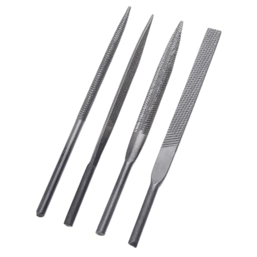 Pneumatisches Druckluftwerkzeugfeilen-Set 5 x 140 mm zum Entgraten und Schnitzen von Glas, Metall, Stein und Holz mit flachen, halbrunden, dreieckigen und runden Feilen (halbrunde Feile) von Hasaller
