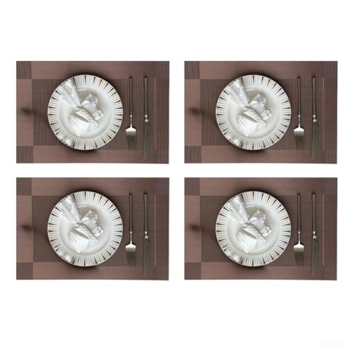 Set mit vier Tischsets für Esstische mit Polyester-Material und Schutz vor Hitze und verschütteten Flüssigkeiten (braun) von Hasaller