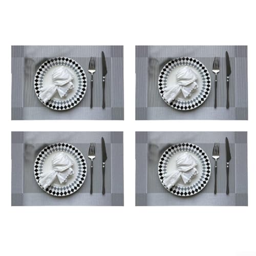 Set mit vier Tischsets für Esstische mit Polyester-Material und Schutz vor Hitze und verschütteten Flüssigkeiten (silberfarben) von Hasaller