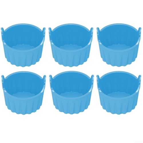 Silikon Auflaufförmchen für Luftfritteusen 6er Set Backförmchen für Muffins und Eier, nicht hitzebeständiges Design (Blau) von Hasaller