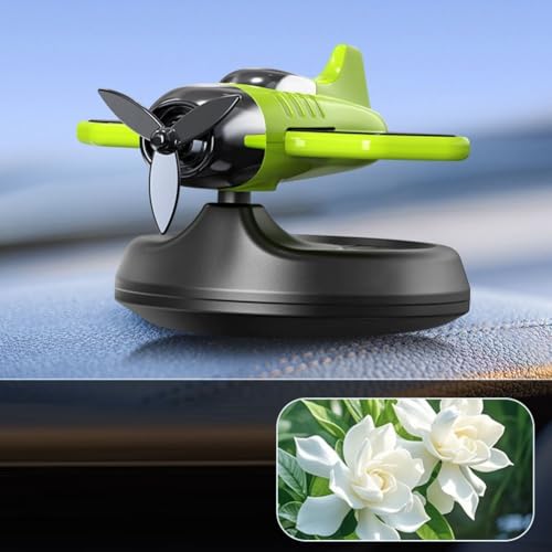 Solarbetriebener Auto-Duftdiffusor mit motorisiertem rotierendem Propeller-Design für kontinuierliche Luftreinigung und Duft in Fahrzeugen und Innenbereichen (grün-Gardenie) von Hasaller