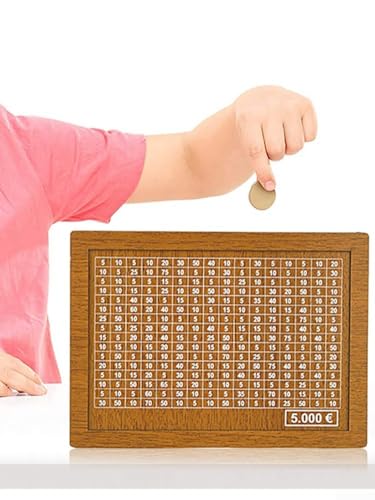 Spardose aus Holz, DIY Sparschwein und Marker Set mit 4 Stilen für Erwachsene und Kinder Geburtstagsidee zum Sparen von Geld (10000€) von Hasaller