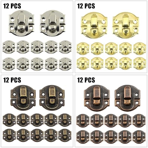 Vintage Lock Latch Set of 512 Pieces Decorative Hasp Clasp for Suitcases and Jewelry Boxes (Gold 12pcs) von Hasaller