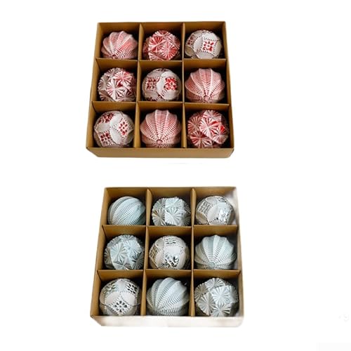 Weihnachtsbaumschmuck-Set im antiken Stil mit 9 PVC-Stücken mit europäischem Vintage-Finish für elegante Urlaubsdekoration (rot) von Hasaller