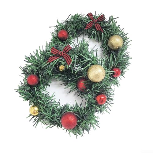Weihnachtskranz mit Kugelgitter, Schleifenkranz für Urlaubsdekoration, Heimschreibtisch oder Tischdisplay von Hasaller