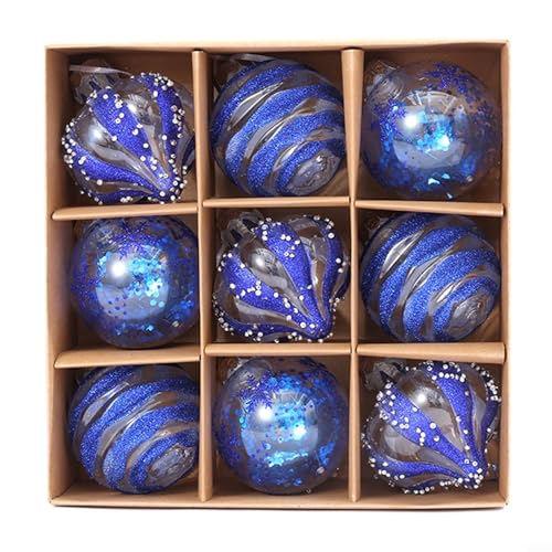 Weihnachtskugel-Ornamente, Weihnachtsbaumschmuck, hängende Weihnachtskugeln, Kugeln, Ornamente, Set, bruchsichere Weihnachtskugeln, Weihnachtsschmuck (blau) von Hasaller