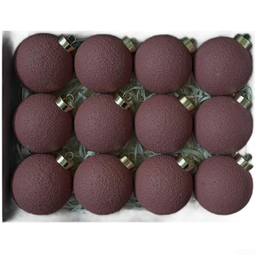Weihnachtskugel-Ornamente mit strukturiertem Zement und mattiertem mattem Finish für Weihnachtsbaum und Kranz, 12 Stück, Kunststoff (C) von Hasaller