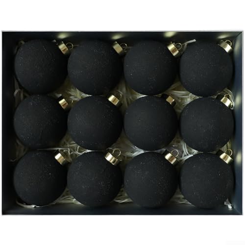 Weihnachtskugel-Ornamente mit strukturiertem Zement und mattiertem mattem Finish für Weihnachtsbaum und Kranz, 12 Stück, Kunststoff (H) von Hasaller