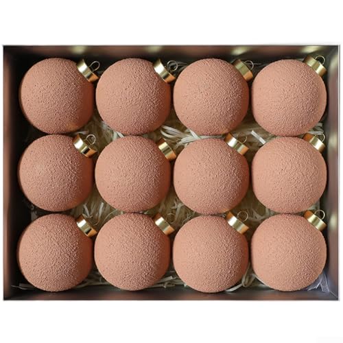 Weihnachtskugel-Ornamente mit strukturiertem Zement und mattiertem mattem Finish für Weihnachtsbaum und Kranz, 12 Stück Kunststoff (E) von Hasaller