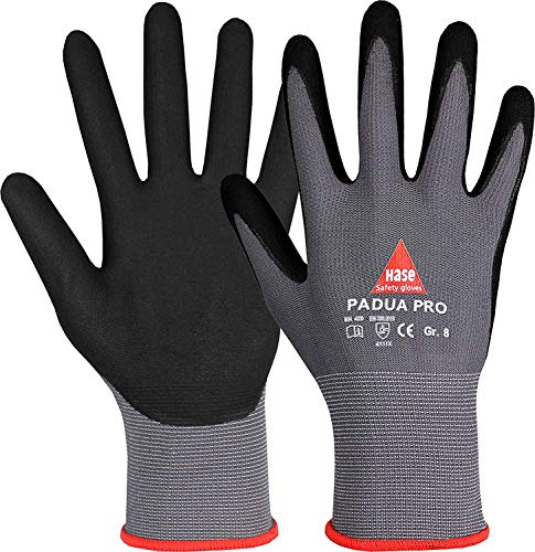 10 Paar Hase Safety Gloves Padua Pro Montagehandschuhe Arbeitshandschuhe mit Nitrilbeschichtung, Angenehmer Tragekomfort, Ideal für Handwerk, Automotive, Industrie, Gr. XXL (11) von Hase Safety Gloves