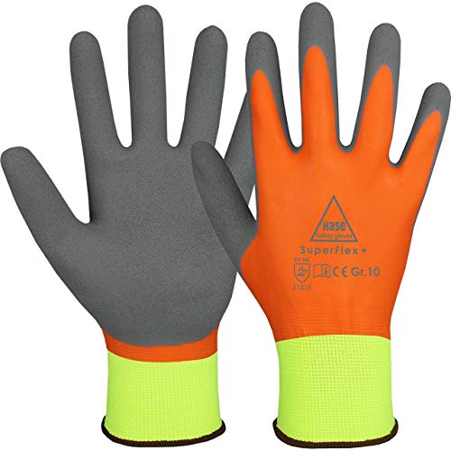 10 Paar Hase Safety Gloves Superflex+ Latex-Arbeitshandschuhe wasserdicht, rutschfeste Gartenhandschuhe Größe M (08) von Hase Safety Gloves