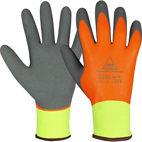 10 Paar Hase Safety Gloves Superflex Thermo+ Winter-Arbeitshandschuhe wasserdicht, Latex-Winterhandschuhe gefüttert Größe XL (10) von Hase Safety Gloves