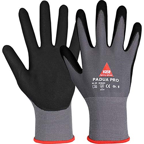 10 Paar Hase Safety Padua Pro Nitril-Arbeitshandschuhe, Rutschfeste Mechaniker-Handschuhe Größe S (07) von Hase Safety Gloves