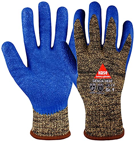 Hase Genua Heat Arbeits-Handschuhe - hitzebeständig & schnittfest - für die Arbeit - EN 388/407/21420 - Gold/Blau - 07/S von Hase Safety Gloves