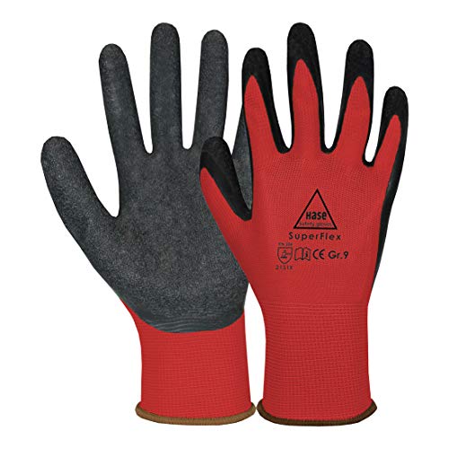 Hase Sicherheitshandschuhe Superflex red Größe 6, Polyamid/Latex 10 Stk von Hase Safety Gloves