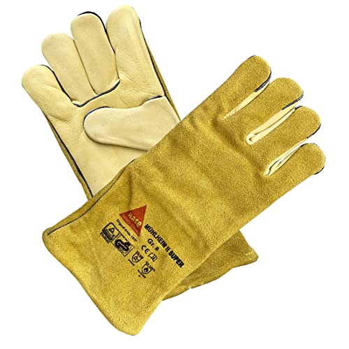 Profi Arbeits-handschuhe Sicherheitshandschuhe für Schweisser MÜHLHEIM-II-SUPER gelb - Größe: 8 von Hase Safety Gloves