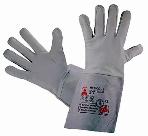 Schweißschutz-Handschuhe MEXICO-Z-LONG - Ziegennappaleder TÜV-GS, Grau, 10 von Hase Safety Gloves