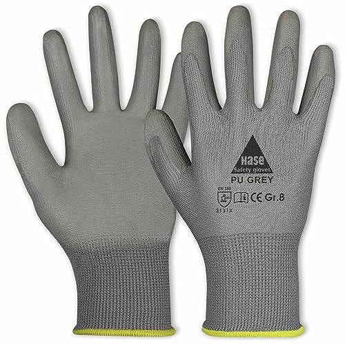 Hase 5-Fg.-Sicherheitshandschuhe mit PU-Beschichtung PU-grey, Größe 11 10 Stk von Hase Safety Gloves