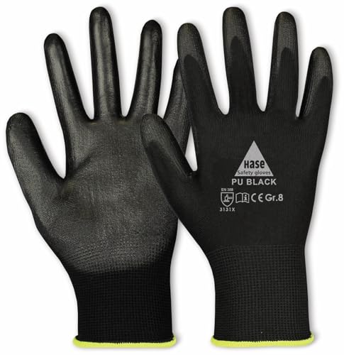 Hase Montagehandschuhe Schwarz Größe 8, Polyester 10 Stk von Hase Safety gloves