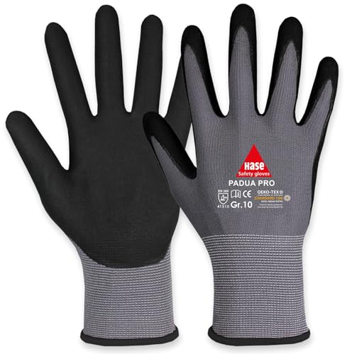 Hase Safety gloves Arbeitshandschuhe, Padua Pro, EN388, EN 420, grau/schwarz, Größe 10 von Hase Safety Gloves