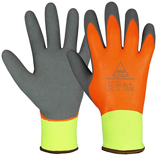 1 Paar Hase Superflex Thermo+ Winter-Arbeitshandschuhe - Kälte-Schutz-Handschuhe - EN 388/420/511 - Orange/Grau - 08/M von Hase