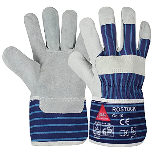 12 Paar - ROSTOCK, 5-Fg.-Sicherheitshandschuhe aus Spaltleder - HASE - 212150 - Größe 9 von Hase Safety Gloves