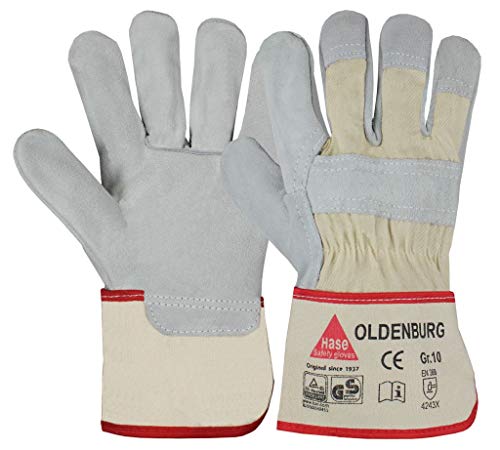 Arbeitshandschuhe OLDENBURG TÜV-GS geprüft Rindkernspaltleder Gr. 10 von Hase Safety Gloves
