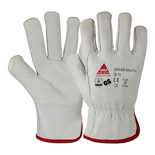 Hase Arbeitshandschuhe Driver Winter Größe 12, Rindnappaleder 12 Stk von Hase Safety Gloves