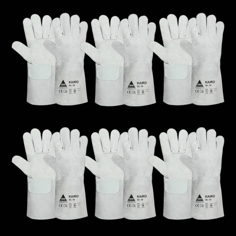 Hase Kairo Schweißerhandschuh Arbeitshandschuh Rindspaltleder Größe 9 6 Sets von Hase