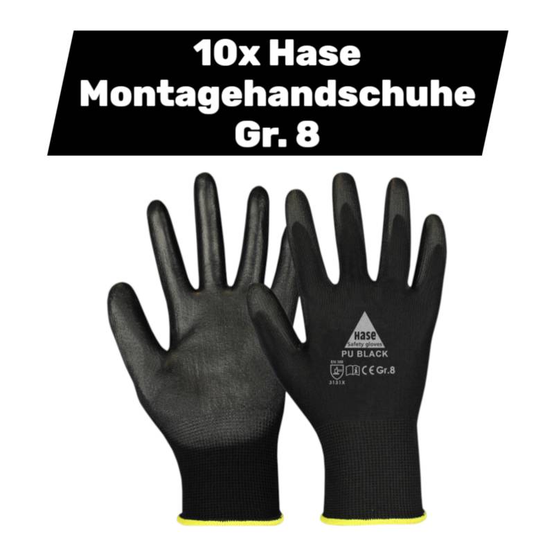 Hase Montagehandschuhe Arbeitshandschuhe Handschutz Polyester Größe 8 10 Stück B-Ware von Hase