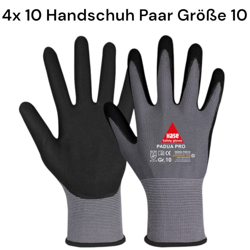 B-Ware Hase Sicherheitshandschuhe Arbeitshandschuhe Padua Pro Größe 10 40 Paar von Hase