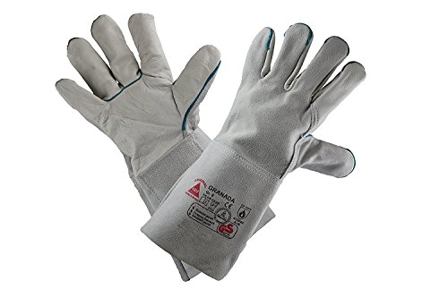 Hase Leichte Schweißerhandschuhe GRANADA Rindnarbenleder TÜV GS, Grau, 12 von Hase Safety Gloves