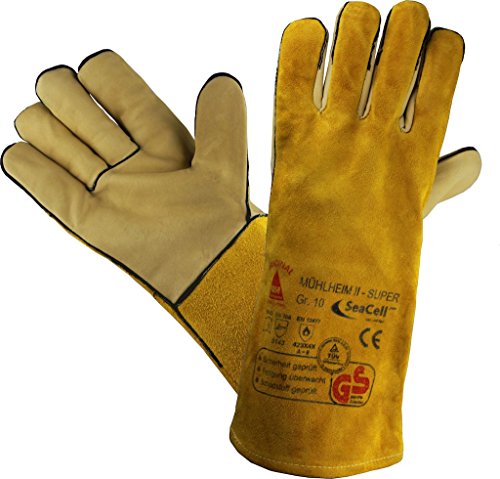 Profi Arbeits-handschuhe Sicherheitshandschuhe für Schweisser MÜHLHEIM-II-SUPER gelb - Größe: 10 von Hase