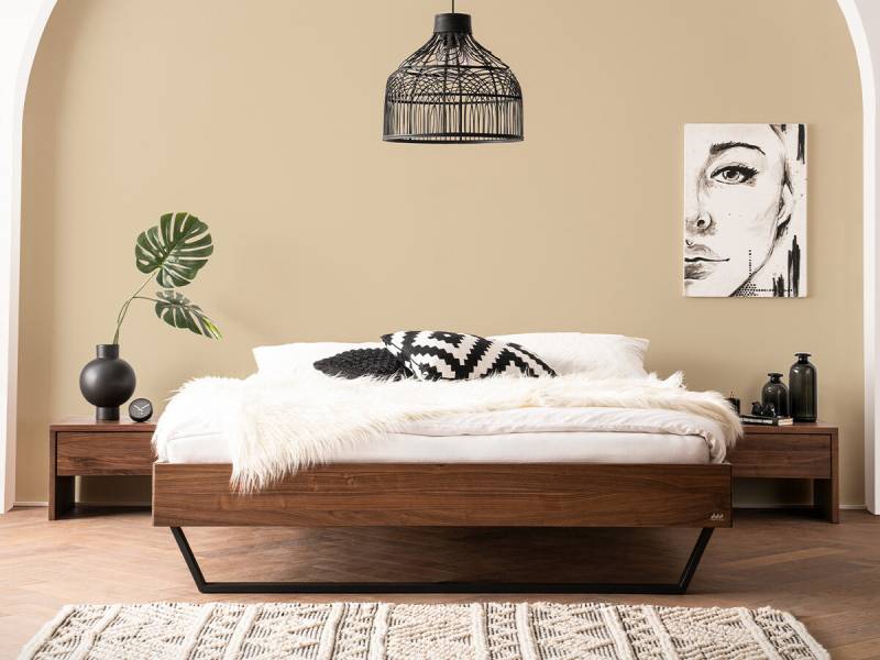 Hasena Bergamo Massivholzliege Ostuni Nussbaum geölt (82) 200 x 200 cm 20 cm von Hasena Pronto