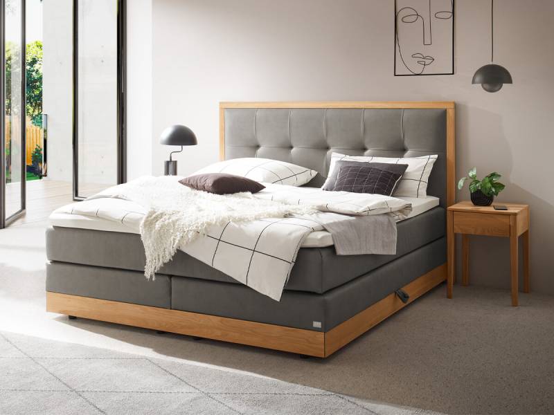 Hasena Boxspringbett Alba Pronto 200 x 200 cm Monet steel (835) Lovely Top von Hasena Pronto