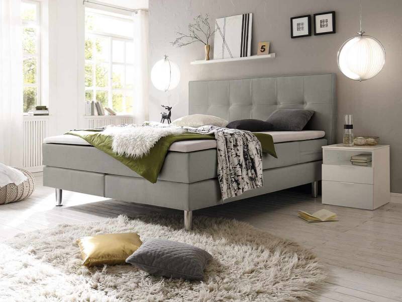 Hasena Boxspringbett Fleur Pronto 140 x 200 cm Stoff Pepe grey (335) Superio-Top von Hasena Pronto