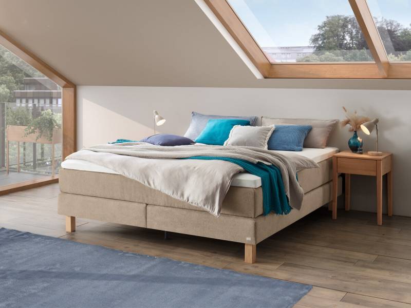Hasena Boxspringliege Carlota Pronto 140 x 200 cm Pace sand (842) Glamour Top von Hasena Pronto